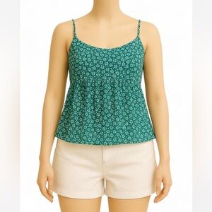 H&M Divided Green Floral Babydoll Tank Top